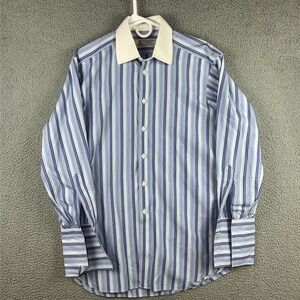 Turnbull & Asser Dress Shirt Mens 16 41 Blue Button Up Exclusive French Cuffs